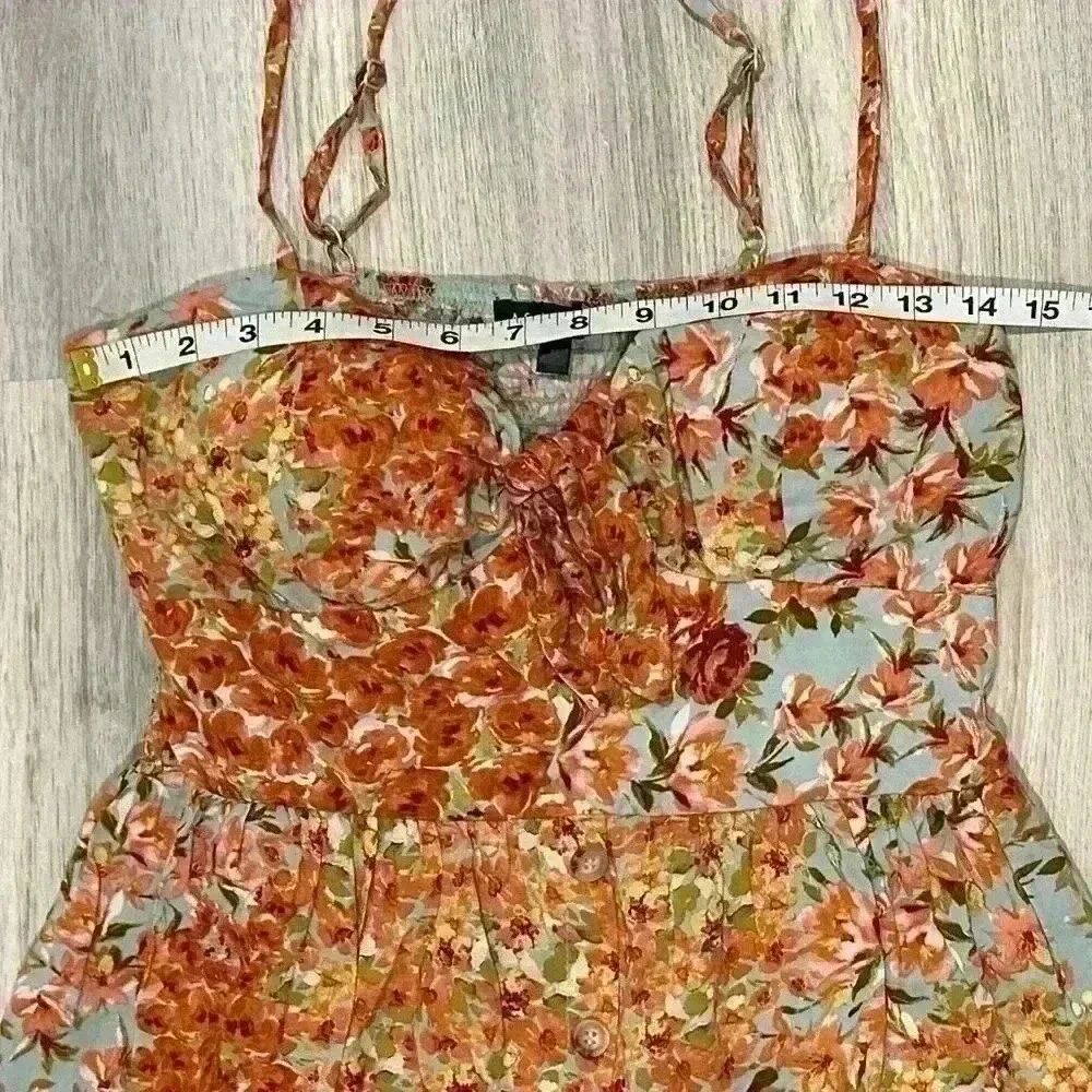 As U Wish Women’s Floral Sleeveless Button Tie-Front Mini Skater Dress Size M - Picture 8 of 9